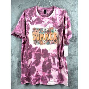 Gildan Womans Shirt Floral Tie-Dye Summer T-Shirt X-Large Beach Lake Vibes Top